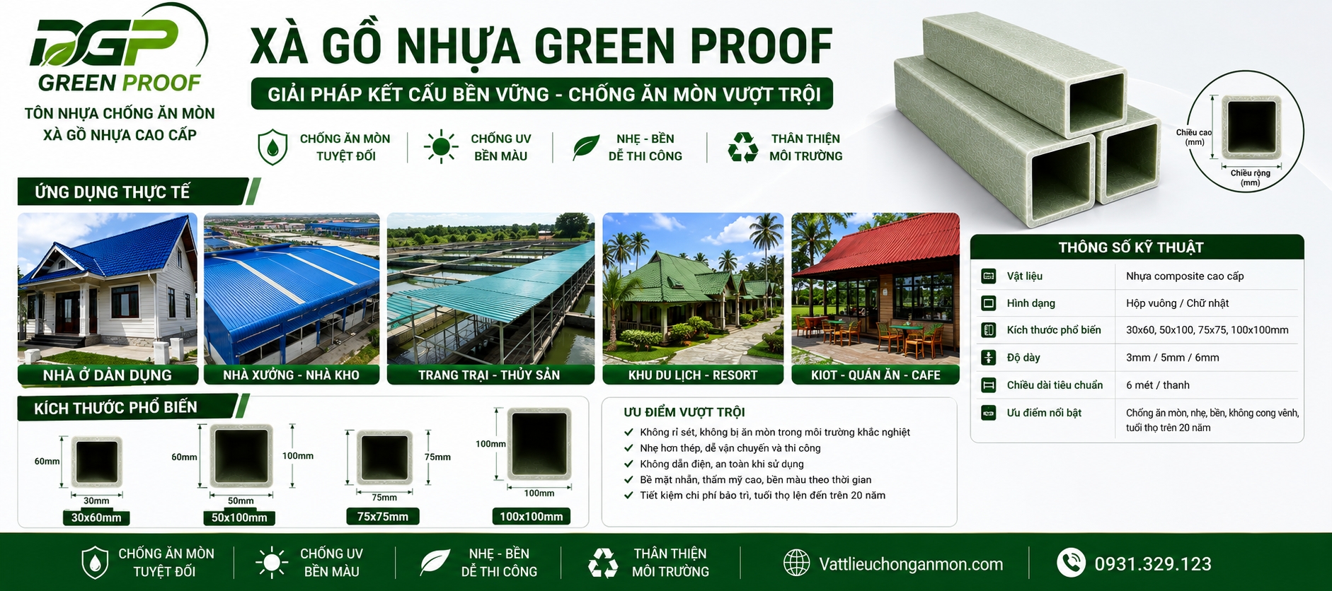 Xà gồ Nhựa chống ăn mòn