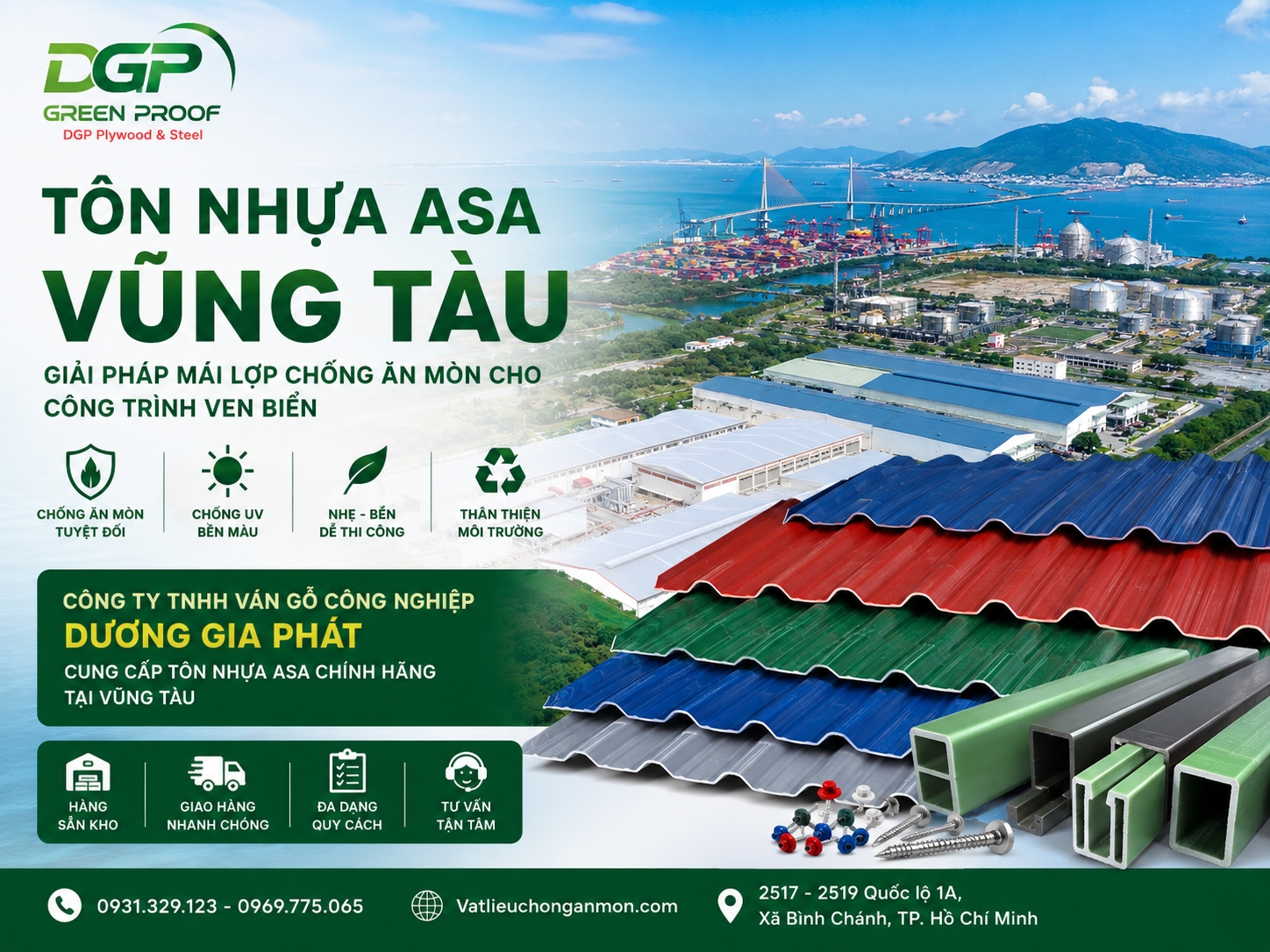Phân tích thị trường Bà Rịa – Vũng Tàu: Tiềm năng phát triển Tôn Nhựa ASA & Xà Gồ Nhựa Composite Green Proof