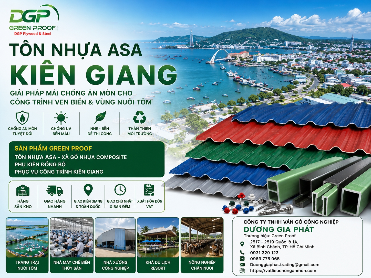 Phân tích thị trường Kiên Giang – Tiềm năng phát triển Tôn Nhựa ASA & Xà Gồ Nhựa Composite Green Proof