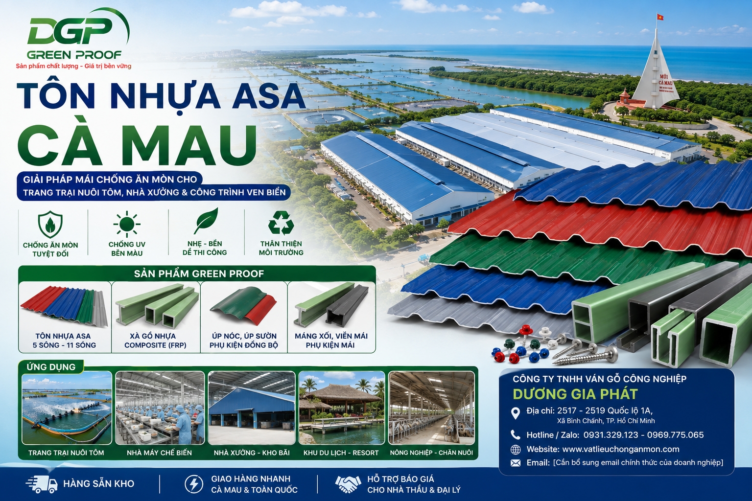 Tôn Nhựa ASA Cà Mau – Giải pháp mái chống ăn mòn cho vùng nuôi tôm và công trình ven biển