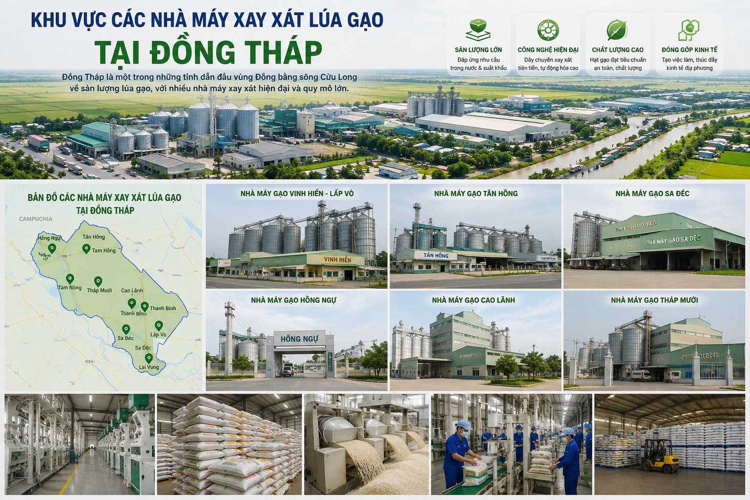 Tôn nhựa ASA Green Proof – Giải pháp mái chống ăn mòn bền vững cho nhà máy xay xát lúa gạo tại Đồng Tháp