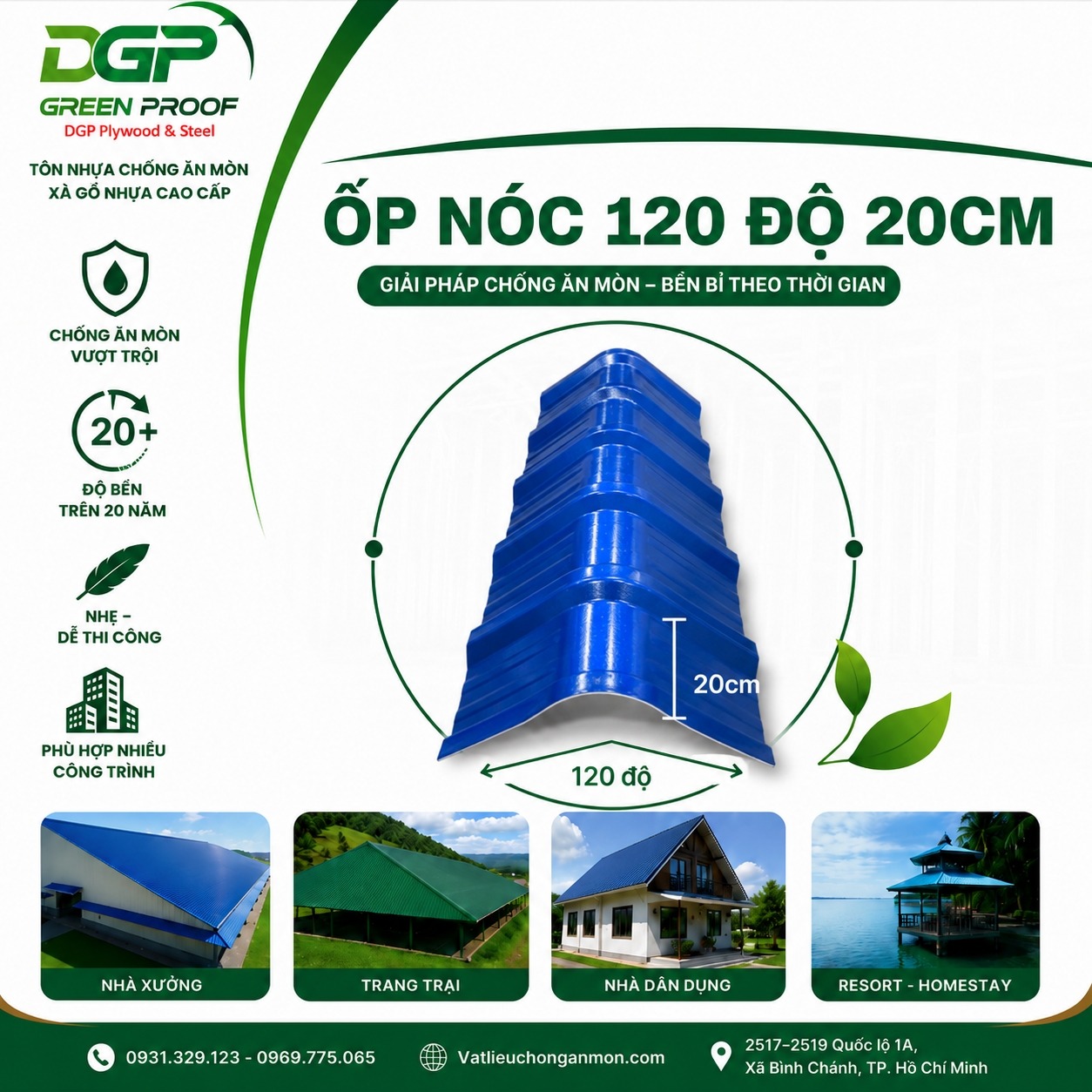 ốp nóc 120 độ 20cm