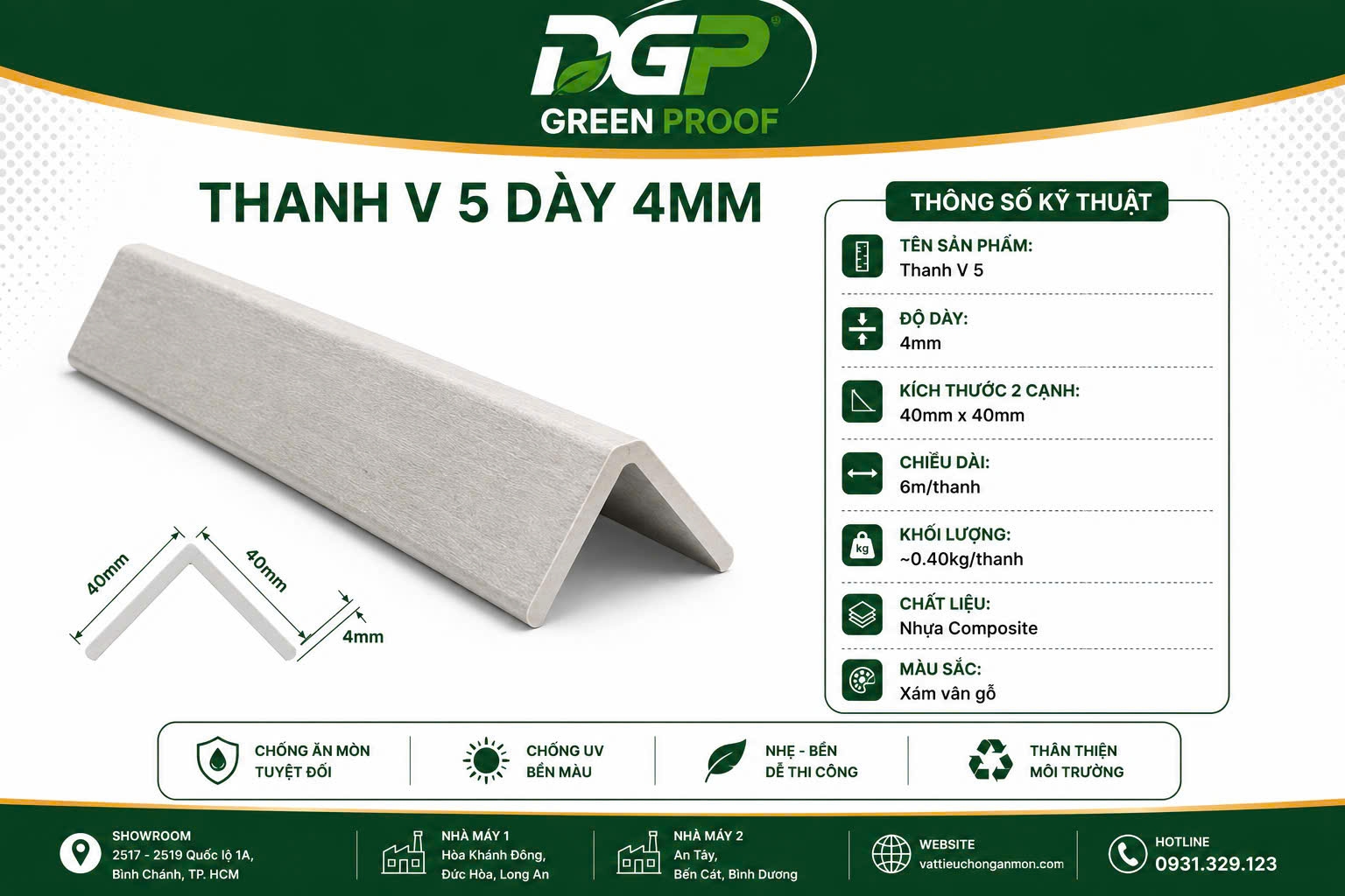 Thanh V5 Nhựa Composite