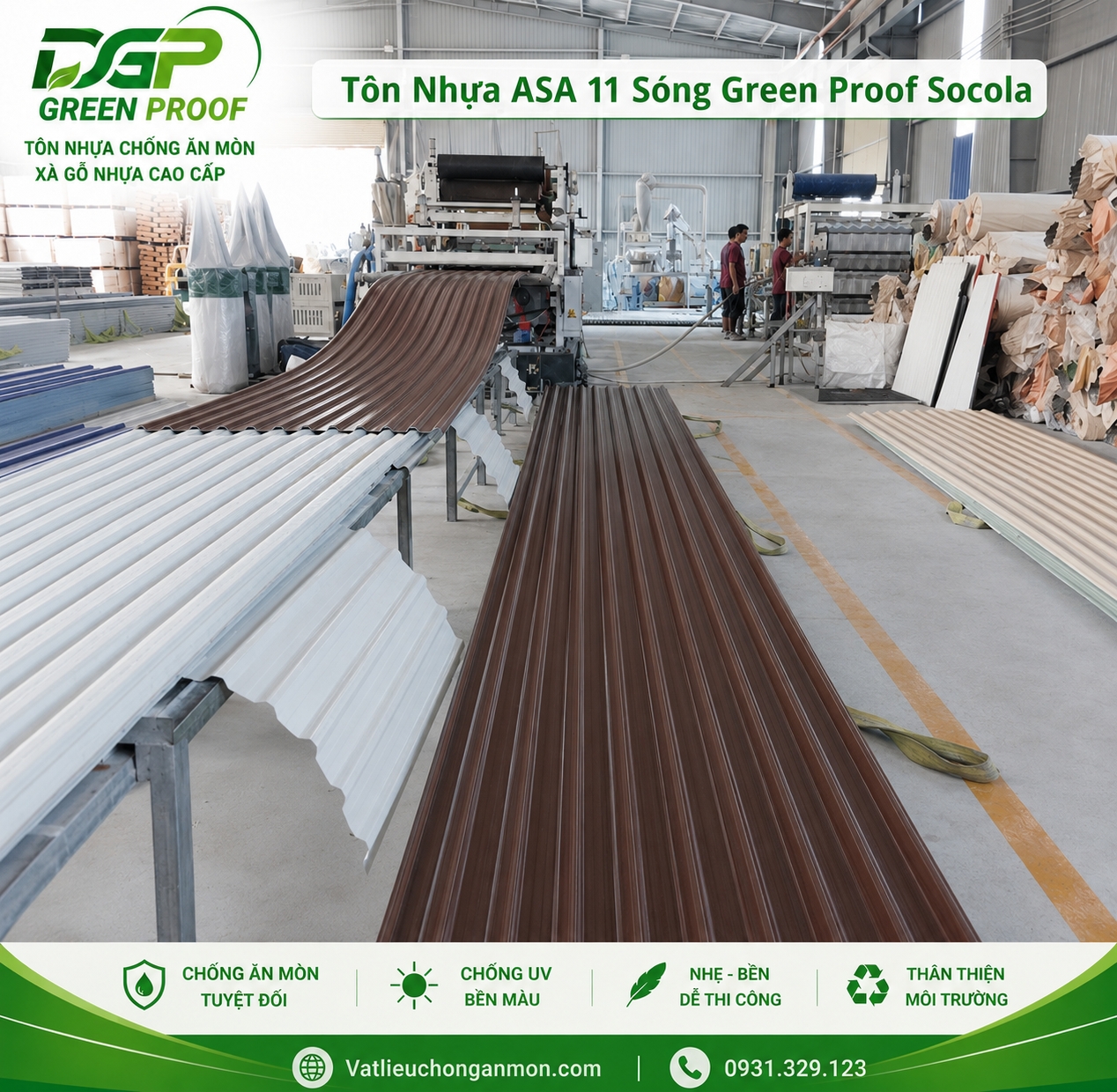 Tôn Nhựa ASA 11 Sóng Socola