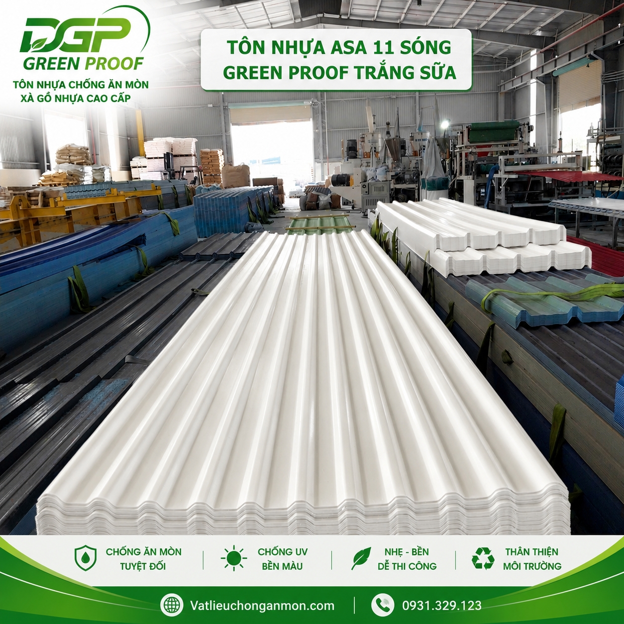Tôn Nhựa ASA 11 Sóng Trắng sữa
