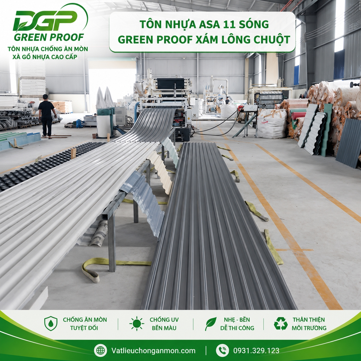 Tôn Nhựa ASA 11 Sóng Xám Lông Chuột