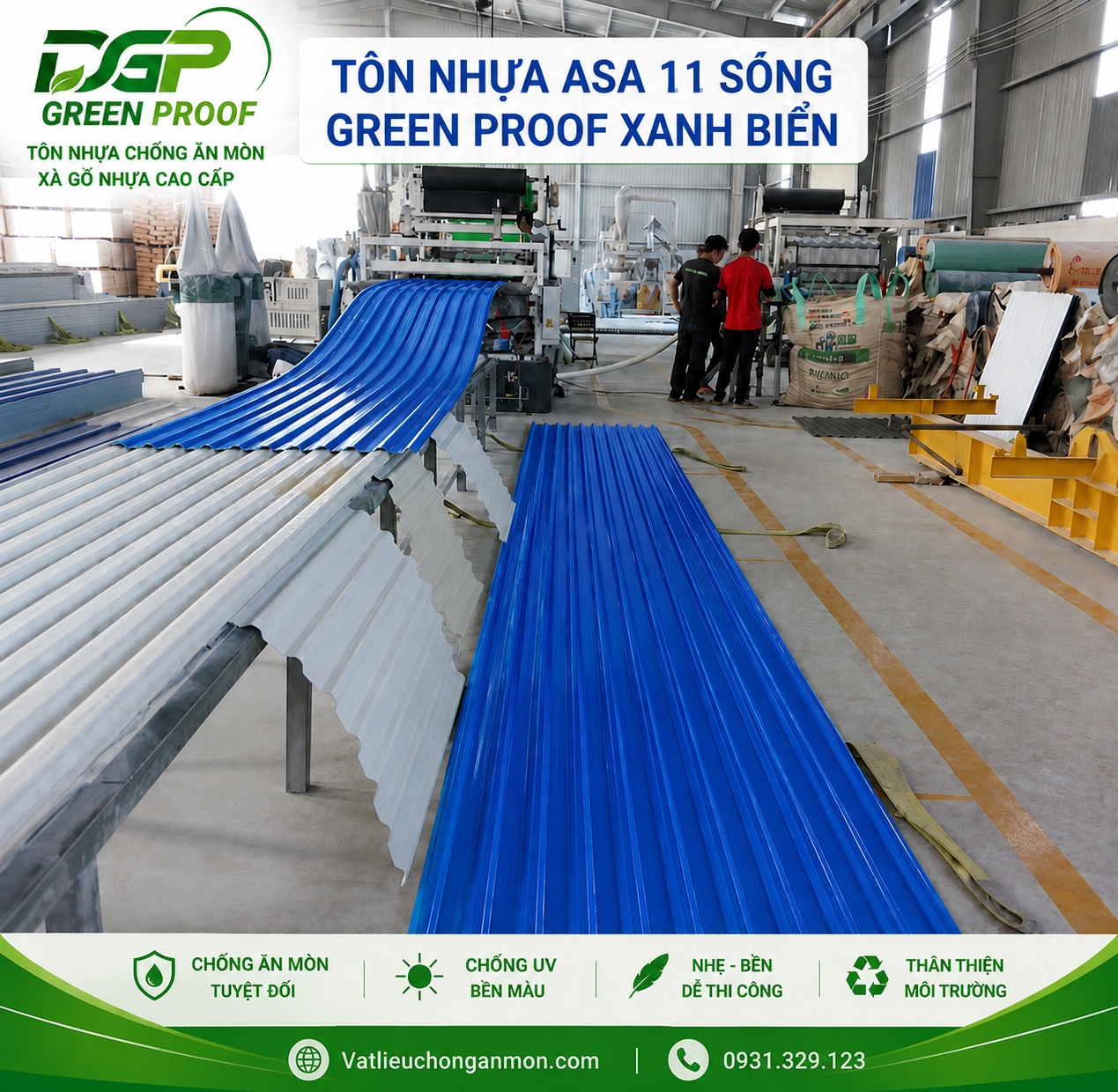 Tôn Nhựa ASA 11 Sóng Xanh Biển