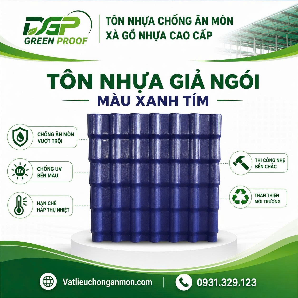 Tôn Nhựa Giả Ngói Màu Xanh Tím