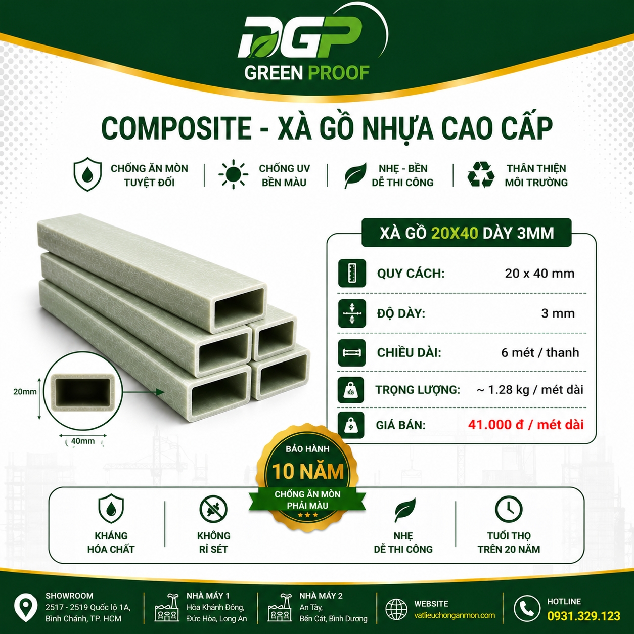 Xà Gồ Composite 20x40