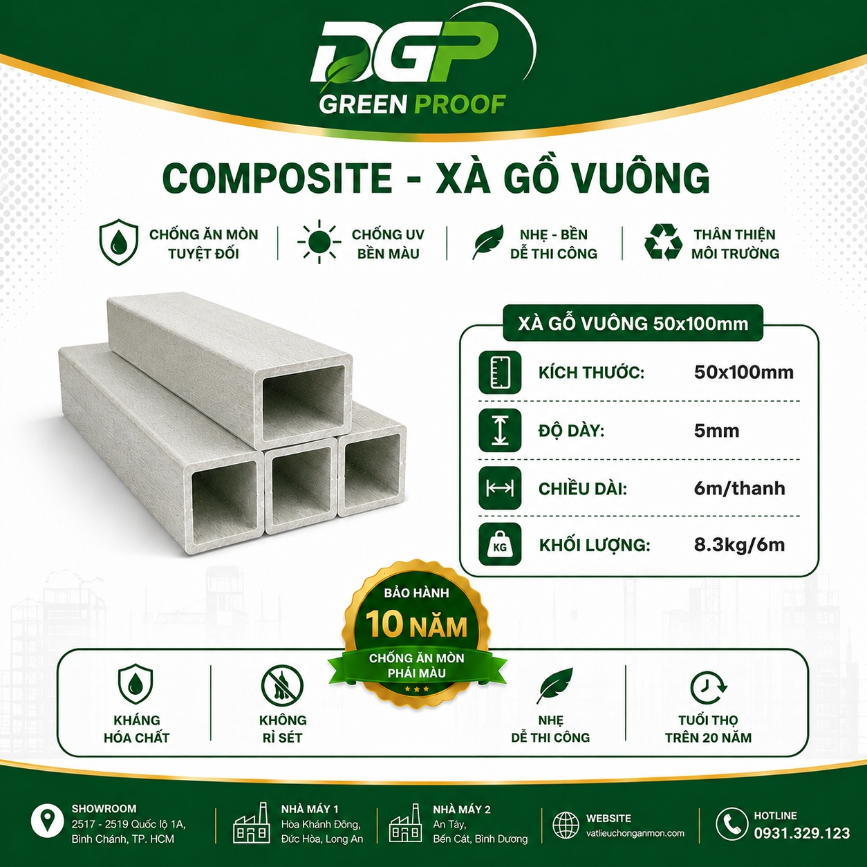 Xà Gồ Composite 50x100