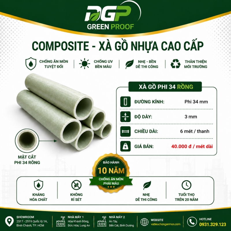 Xà gồ Composite Phi 34 Rỗng