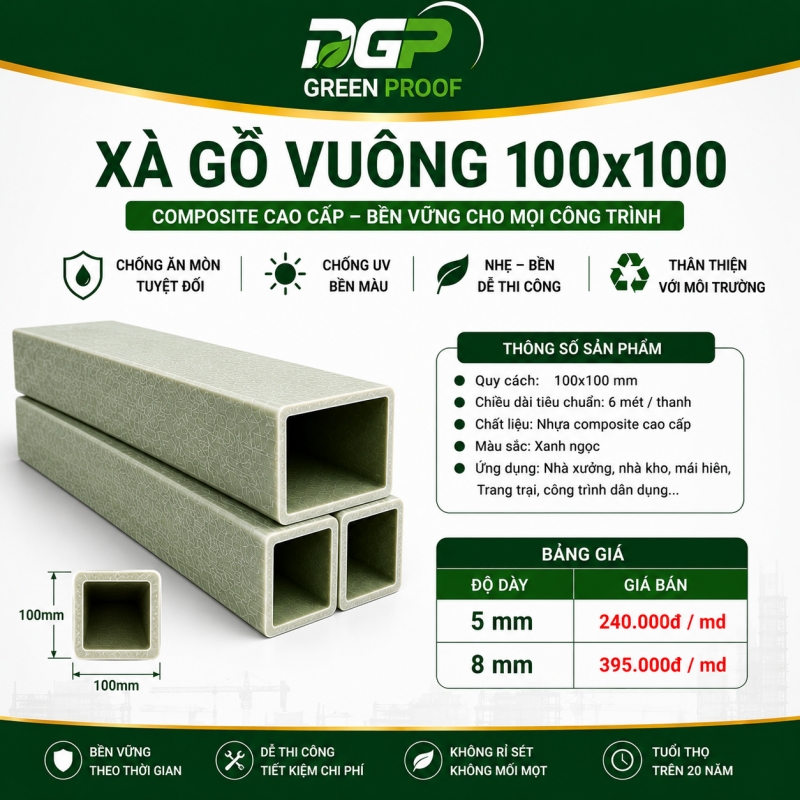 Xà gồ Composite Vuông 100
