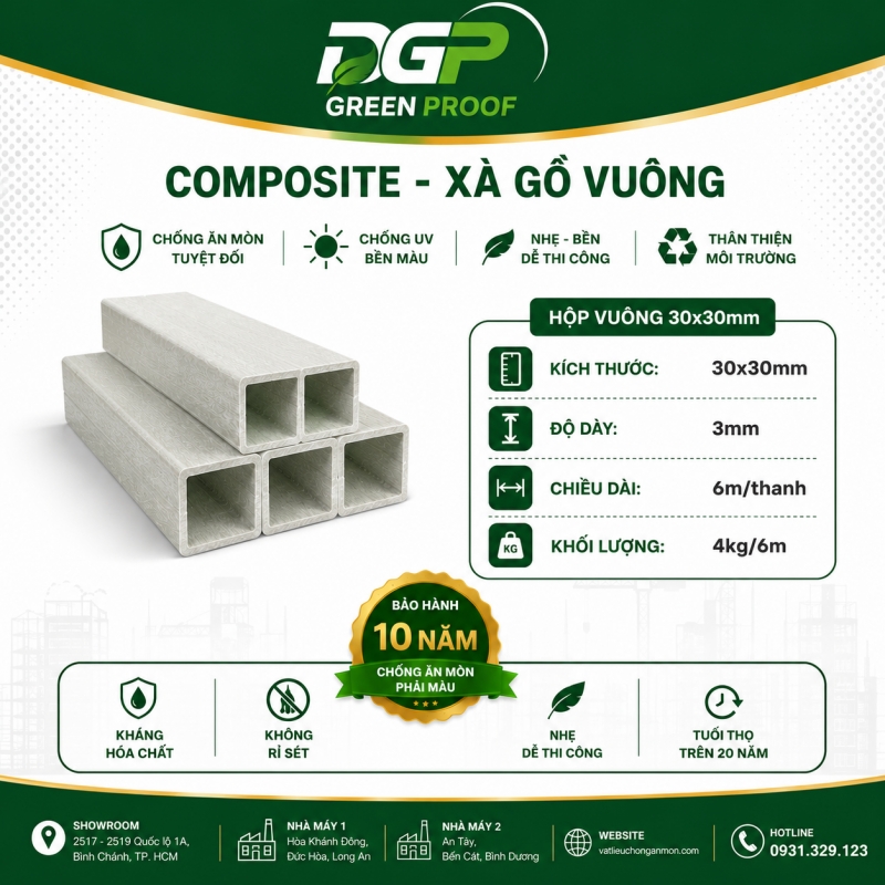 Xà gồ Composite Vuông 30