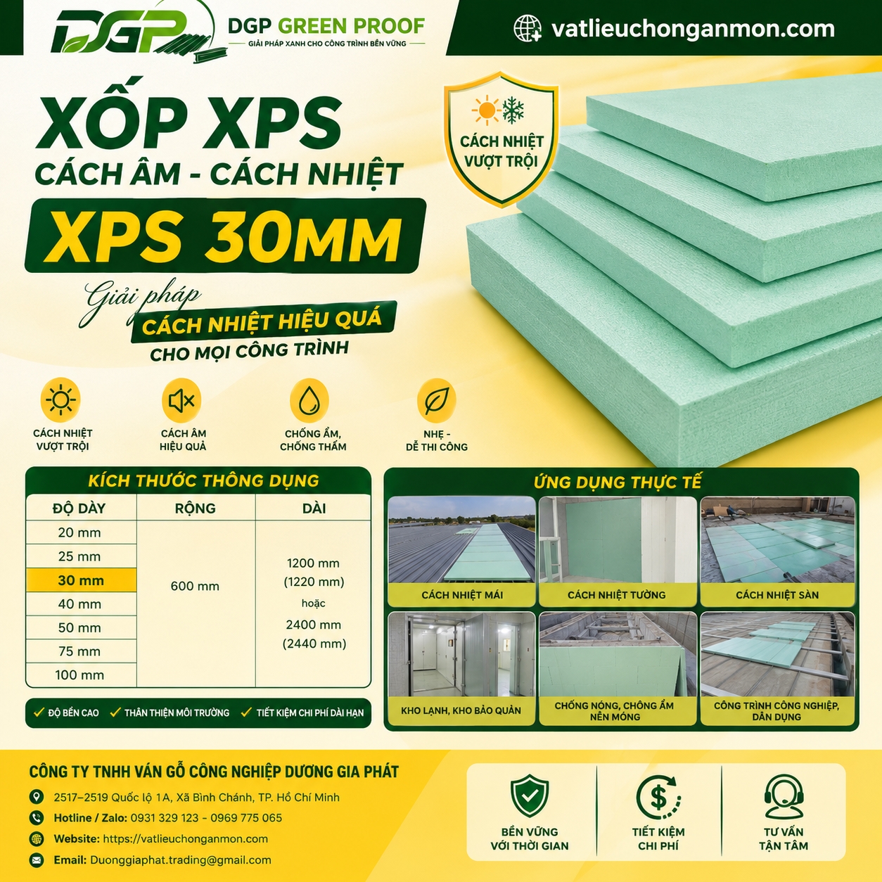 XỐP CÁCH NHIỆT XPS 30MM