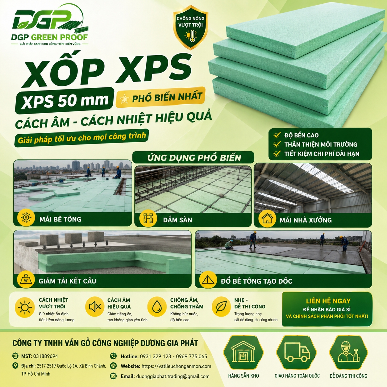 XỐP CÁCH NHIỆT XPS 50MM PHỔ BIỂN NHẤT