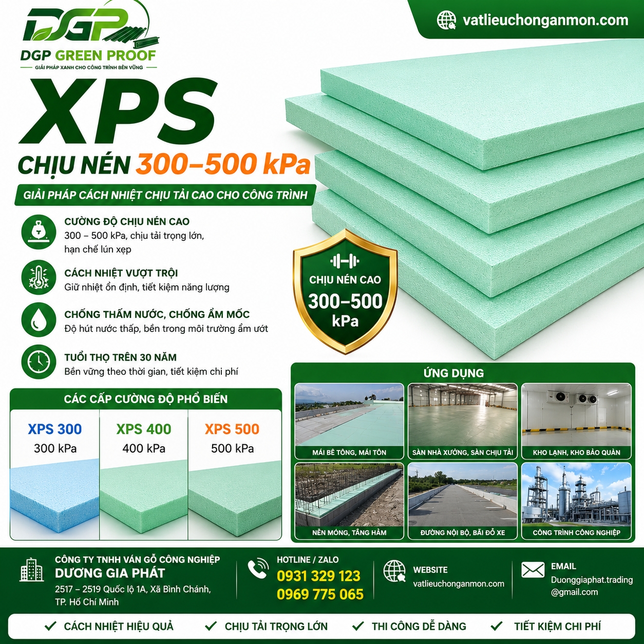 XỐP XPS chịu nén 300–500 kPa